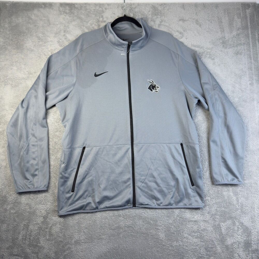 Nike Jacket Mens Extra Large Gray Full Zip Dri Fit Long Sleeve Pockets Casual